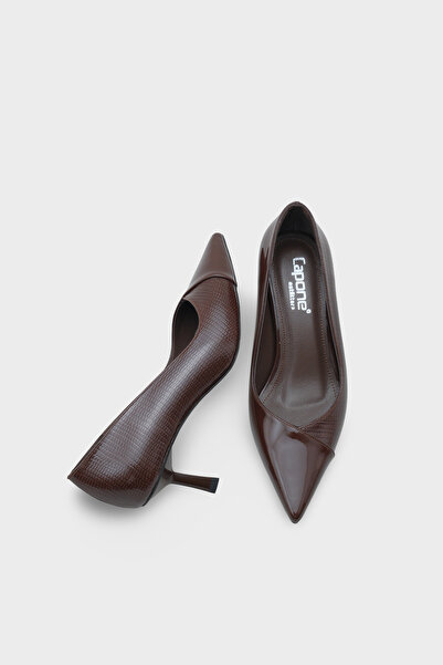 Capone Outfitters Brianne Orta Topuklu Bantlı Yılan Baskılı Hakiki Deri Astarlı Stiletto