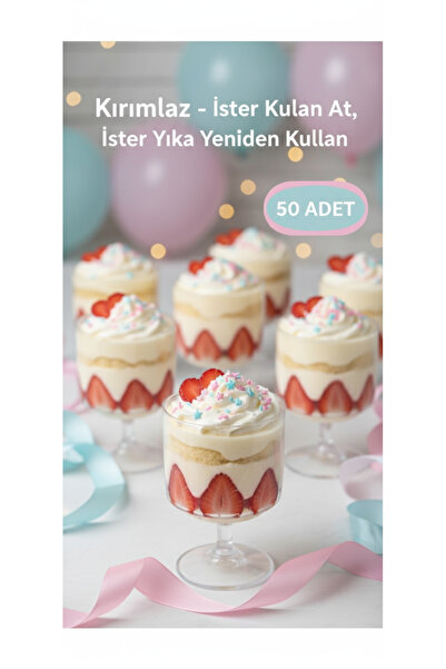 ViATOM VİATOM Magnolia Tatlı Sunum Bardağı 50'lı Mika Magnolya Dondurma Pudin...