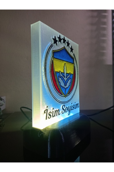 DÖNÜŞÜM ATÖLYESİ Kişiye Özel Isimli Sarı Lacivert Dekoratif Led Lamba M1 Kablolu Sarı Lacivert Işıklı - Hediyelik