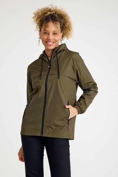 comstar Women's Lined Water Resistant Hooded Pocket Raincoat