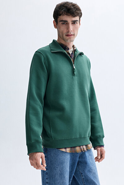 Mudo Comfort Fit Zip-Up Stand-Up Collar Sweatshirt