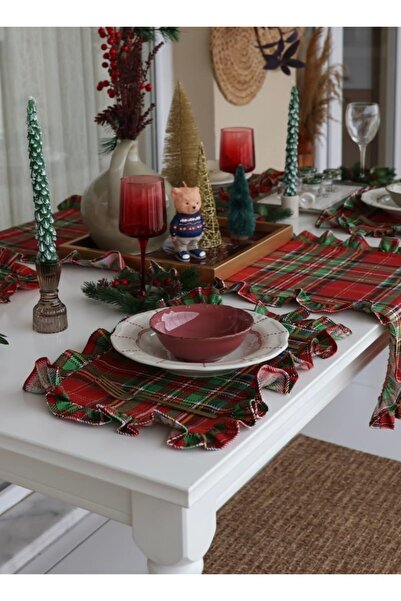 vintagetasarım New Year's Concept American Tablecloth Checkered Ruffled 43X30...