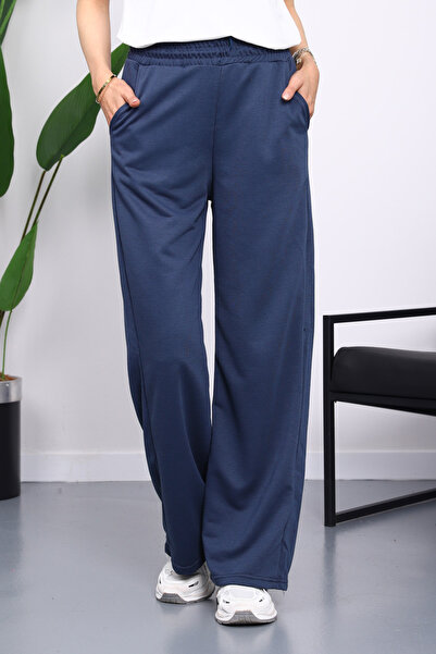 İmajButik Ανθρακί ελαστικό στη μέση, δύο κλωστές, παντελόνι Palazzo