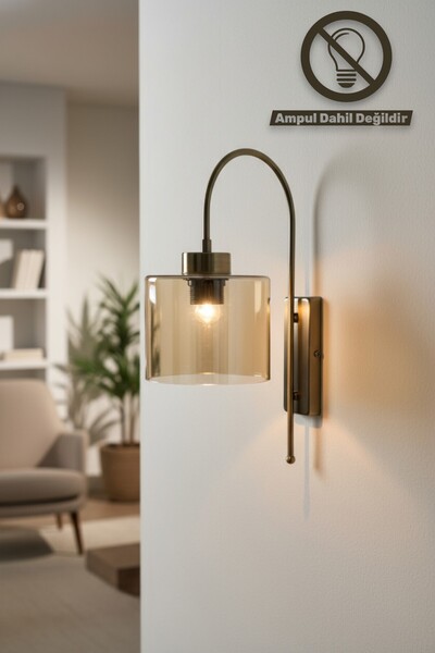 Bamyum Lille Honey Color Glass Sconce Wall Lamp Modern Hotel Cafe Vintage Living Room Bedroom Staircase Retro