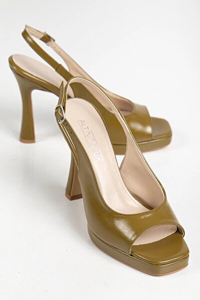 ALTIN TOPUK Women's Olive Green Platform Heeled Shoes