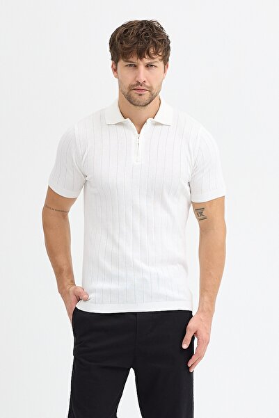 hateko Мъжка трикотажна тениска с половин цип и поло яка от 100% памук