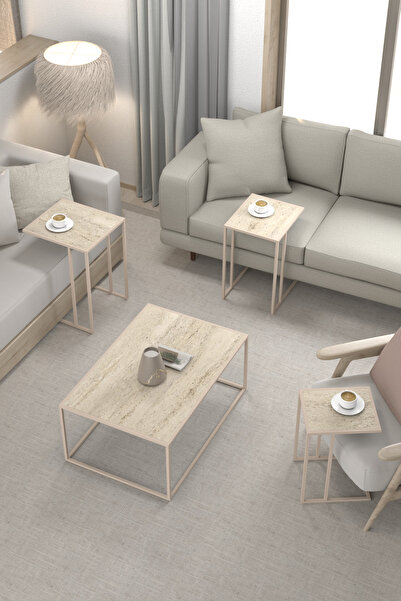 MİLVAKİ Zigon Sehpa Bohem Traverten 3 lü