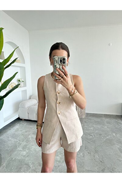 Lady Pixie سترة كتان صغيرة - طقم شورت