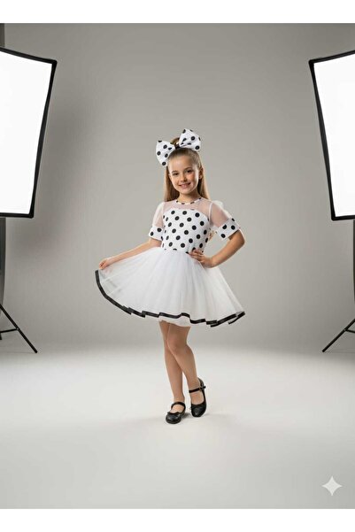 Genel Markalar Burçak Butik Siyah-beyaz Tül Detay Elbise ( Bir Beden Büyük Te...