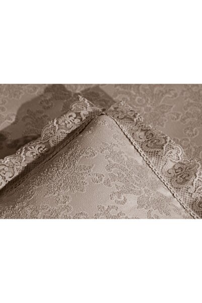 Lady London Aden Şönil Buklet Dantelli 3 Parça Yatak Örtüsü Çift Kişilik - Bej Rengi