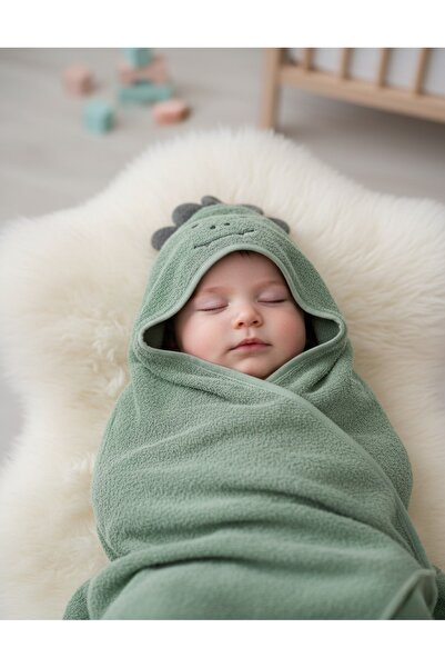 MOTHERCARE Outlet-%100 Pamuklu Kız-erkek Yenidoğan-bebek Banyo Havlu Kundak KOYU YEŞİL/ DİNAZOR