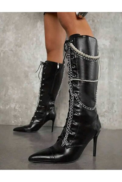 hikayecitaşlar H.W. Elegant black knee-high boots