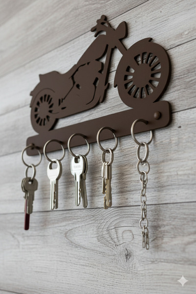 Rekatech Motosiklet Temalı Anahtarlık Askısı | Duvar Tipi Dekoratif Askı