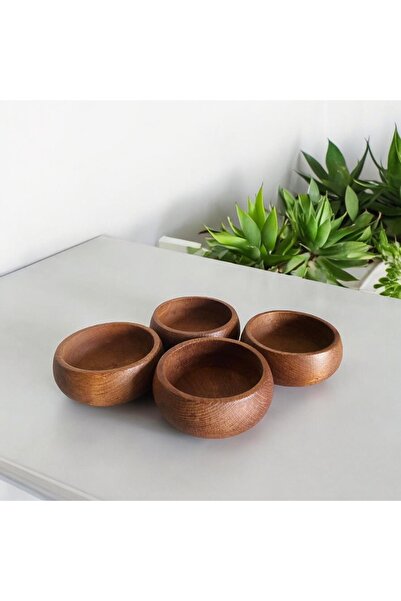 Genel Markalar 4 Adet Kayın Ağacından Üretilmiş Ahşap Doğal Çerezlik 9 CM - 4 LÜ set