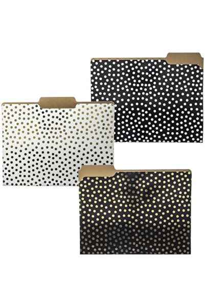 Hype Store Graphique Design File Folder, Black, White and Gold Color, Polka D...
