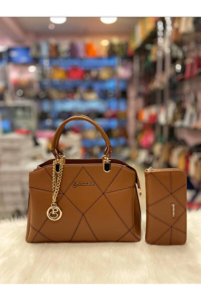 Pandora Bags حقيبة ومحفظة من جلد نوبوك بني