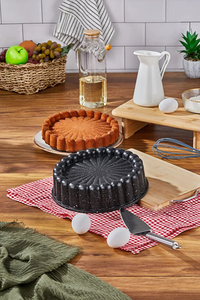 HMB Home Küçük Tart Kalıbı ,Siyah,Granit,23 Cm,Şık, Dayanıklı, Yapışmaz ve Uzun Ömürlü Kullanım