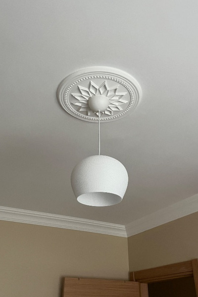 decory Elysium Beyaz Modern Dokulu, Pinterest Tarzı Özel Tasarım Tekli Sarkıt Avize (Bioplastik) E27