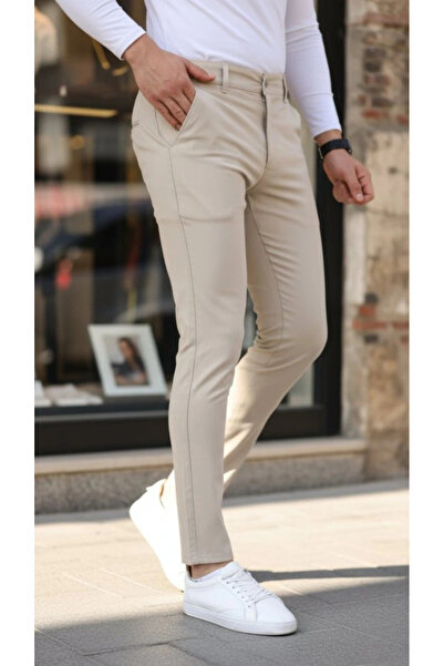 Silerra Men's Slim Fit Stretch Fabric Gabardine Trousers