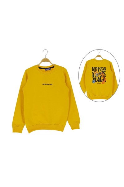 atabay SWEATSHIRT IMPRIMAT CU DUA FILOS DE SÂRMĂ ARKA NEVER LOOK BACK Galben