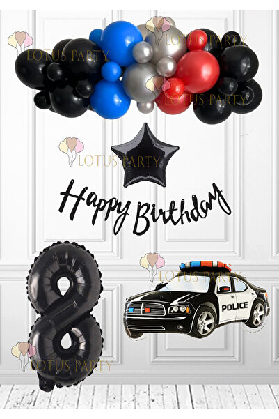 LOTUS PARTY Rođendanski balon od folije u obliku policijskog automobila, crni...