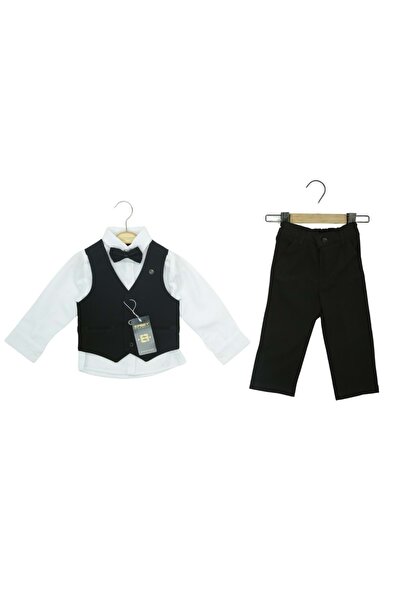 atabay Triple Set with Bow Tie and Vest Black