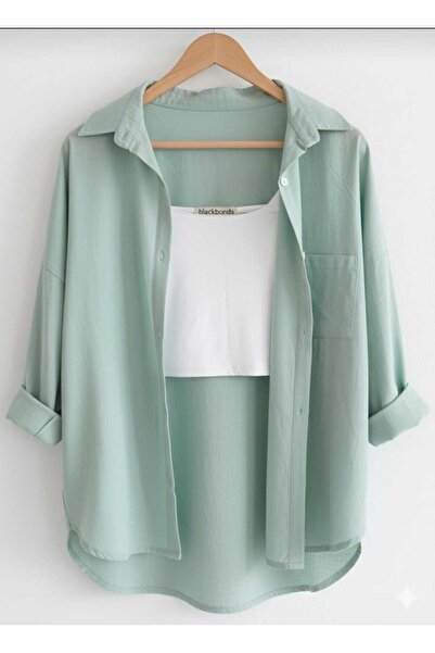 blackbonds Kadın Keten Gömlek Yazlık Oversize Gömlek Yeni Sezon
