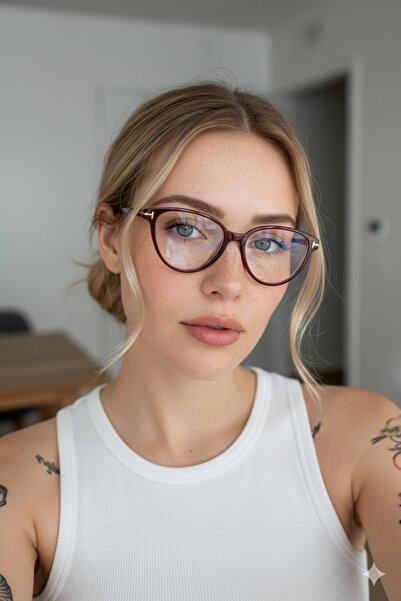 COOLANDBETTER Frida 2Nd Version Small Size Cat Eye Frame Popular Transparent Display Glasses 50 Eyecare