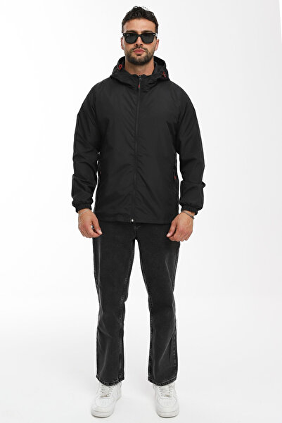 RİVERCLUP Férfi fekete bélelt kapucnis zsebkabát