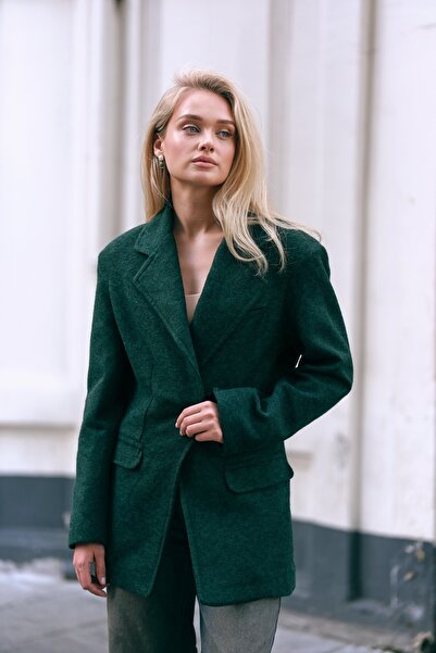 LACENOA Shoulder Pad Wool Blend Jacket