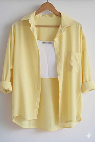 blackbonds Kadın Keten Gömlek Yazlık Oversize Gömlek Yeni Sezon