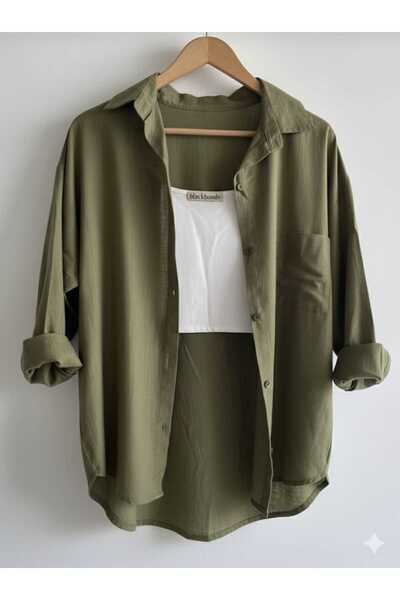 blackbonds Kadın Keten Gömlek Yazlık Oversize Gömlek Yeni Sezon