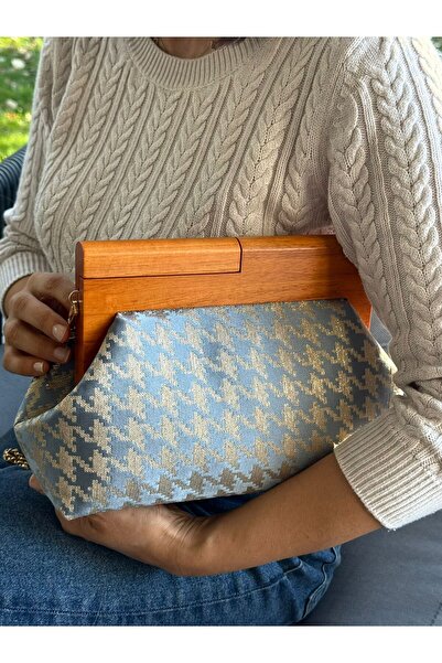 JOPHIEL Bahram Petite - Chain, Wooden Fabric Bag, Clutch, Handbag, Shoulder Bag