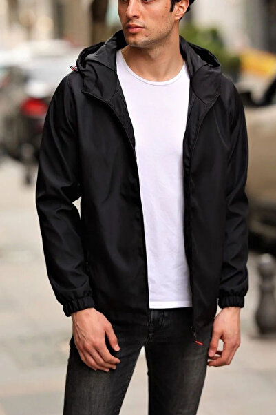 river green Ανδρικό αθλητικό αδιάβροχο με μαύρη επένδυση, αδιάβροχο με κουκού...