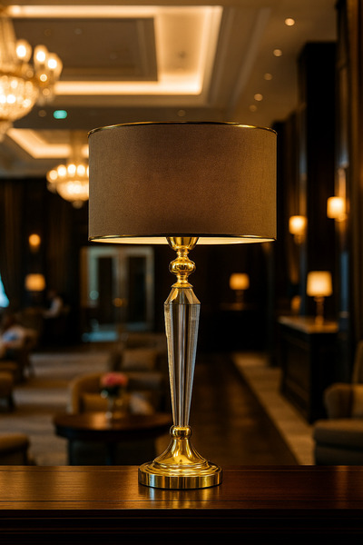 Lampada Amore Gold Kristal Metal Abajur - Gold Şeritli Hasır