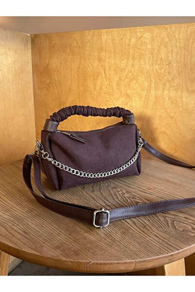 na nura collection Geantă de mână și de umăr din piele intoarsa maro pentru f...