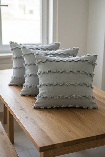 Madame Dower Wave Collection Special Design Gri 2 piese Husă de pernă 40x40 - 100% potrivire cu perdea de fundal Wave Gri