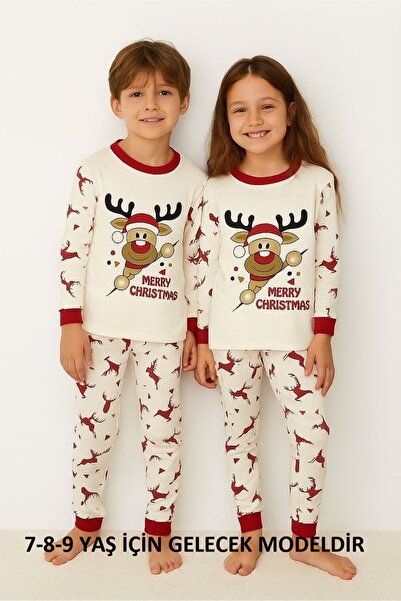 Bilge Trend MERRY CHRISTMAS, Crăciun, Anul Nou bumbac 100% Costum de pijama pentru fete și băieți