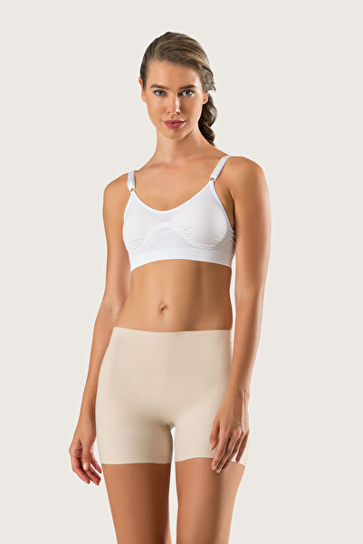 MODANTY Γυναικείο μακρύ σορτς μπόξερ εφέ σύσφιξης χωρίς ραφές Κοπή με λέιζερ χωρίς ίχνη άμεσης εφαρμογής Μέγεθος 1 Φαίνεται λεπτότερος