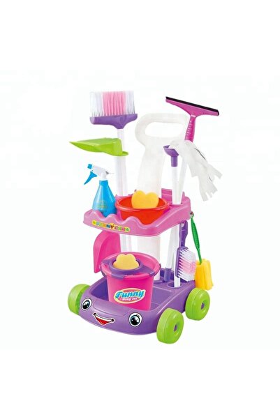 Generic مجموعة لعب المنظف السحري، مجموعة عربة تنظيف واقعية مع دلو وممسحة
