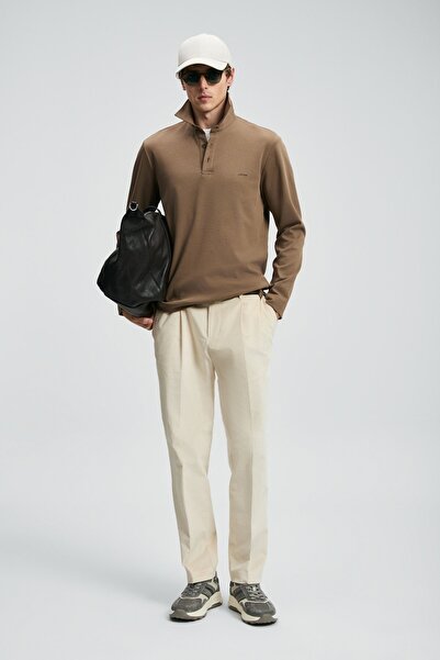 Kocamanlar Ayakkabı Lufian 112040044 Rocky Smart Polo Shirt Мъжка блуза BROWN