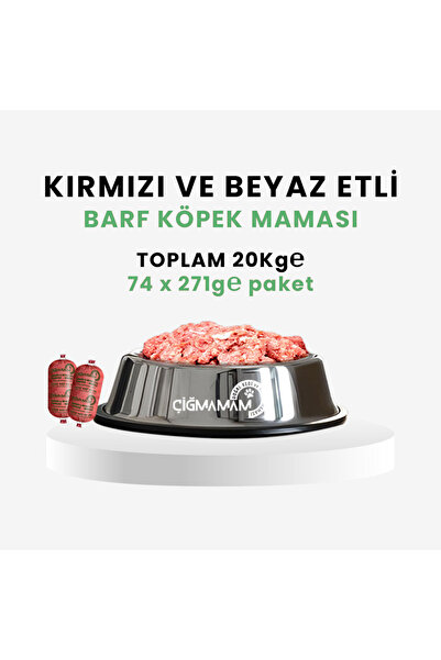 Çiğmamam Doğal Kedi ve Köpek Maması Çiğmamam BARF Kırmızı ve Beyaz Etli Tahıl...