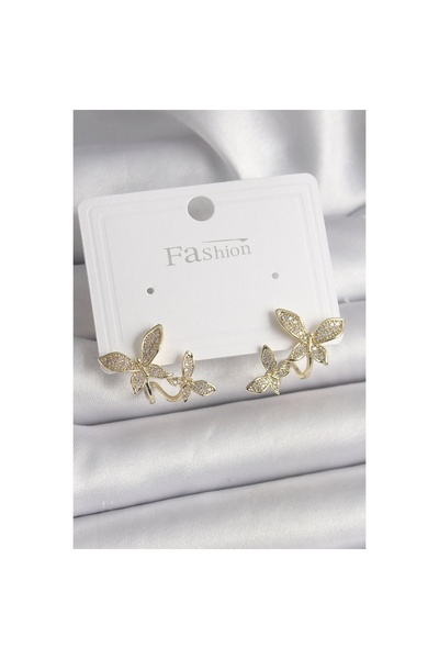 OEM أقراط نسائية من حجر الزركون الذهبي اللون على شكل فراشة - ليسينيا