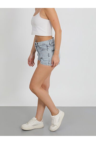 viking's line Buz Mavisi Kar Yıkama Mini denim şort