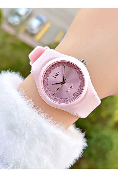 Q&Q 10 Atm Su Geçirmez Silikon Kordonlu Pembe Kadın Genç Kız Kol Saati