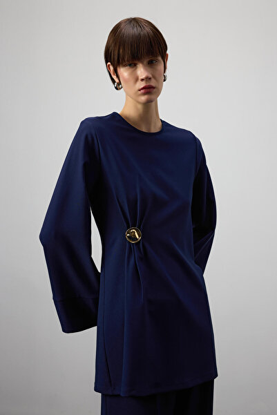 Touché Privé Draped Bluz with Metal Accessories