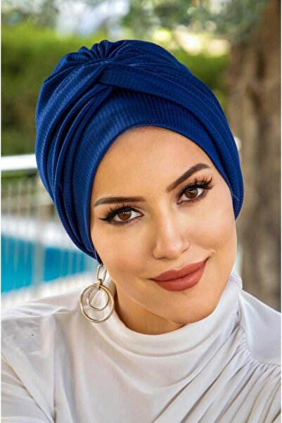 Aişe tesettür Açık Lacivert Burgu Detaylı Bone