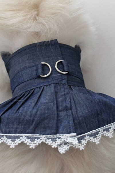 Şık Kot Köpek Elbisesi Tasması (100% Pamuk) - Kedi Köpek Kıyafeti Küçük Irk