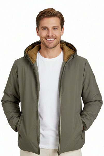 Jack & Jones Men's Green Jjebrook Reversible Jacket Sn Double-Sided Coat Jacket 12278780-Olive Night