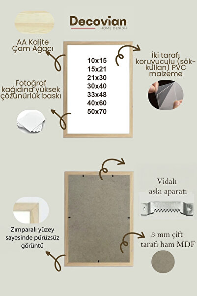 DecovianHomeDesign Doğal Ahşap Çerçeve Kırmızı - Resim Çerçevesi | Poster Çerçevesi | Puzzle Çerçevesi (POSTERSİZ)